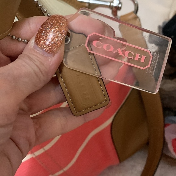 Coach Hadley Variegated coral and beige striped coach tote - Picture 13 of 13